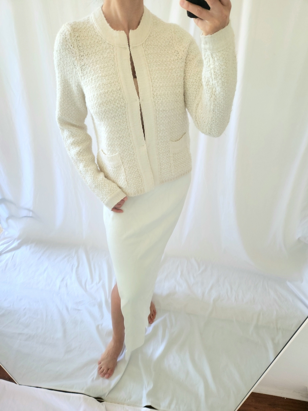 Sandro Wool Cream Maxi Skirt